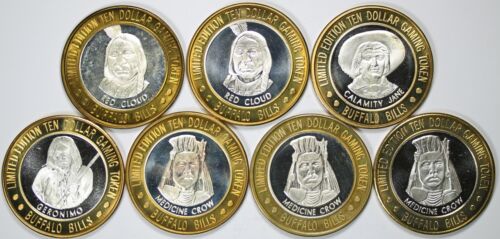 7 Coins $10 Gaming Token Limited Edition Nevada .999 Fine Silver Buffalo Bill's