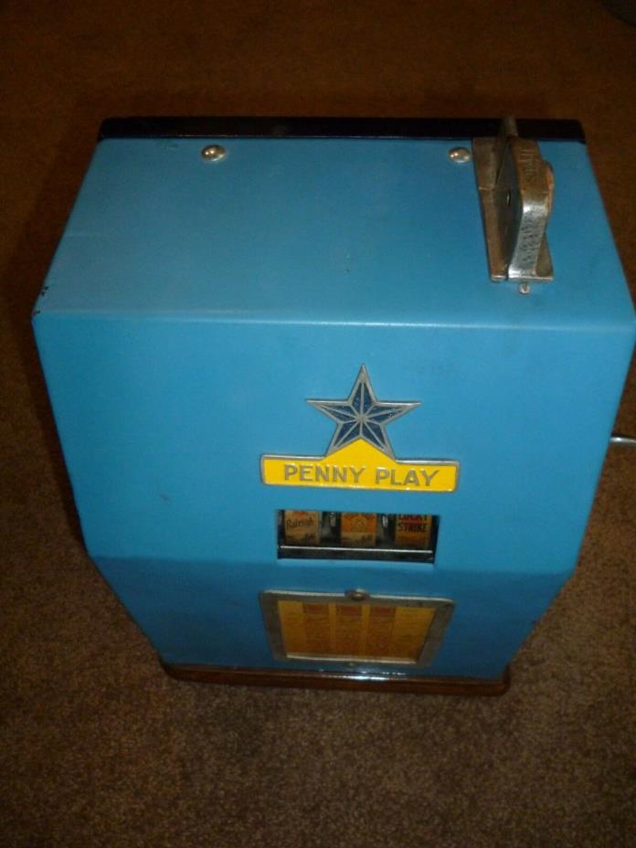 1936 JENNINGS STAR PENNY PLAY VINTAGE COIN OP TRADE STIMULATOR SLOT MACHINE