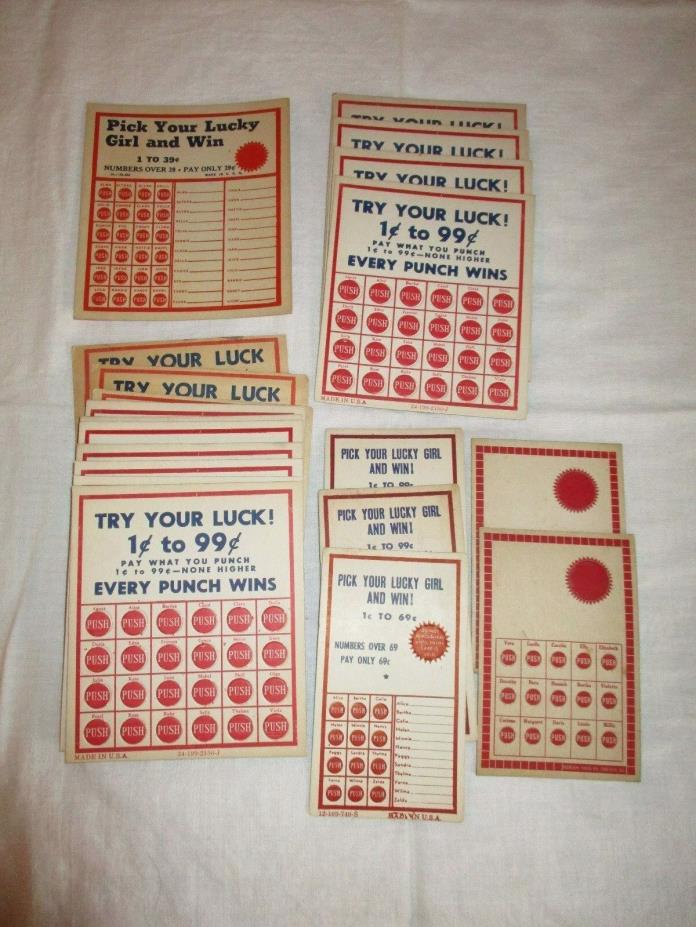 Vintage Lot of 29 Punch Cards, Lucky Girl, Try Your Luck