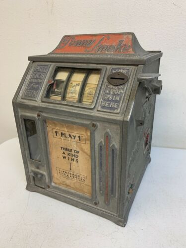 Antique 1 Cent penny smoke Dandy Vendor Trade Stimulator Slot Machine Coin Op