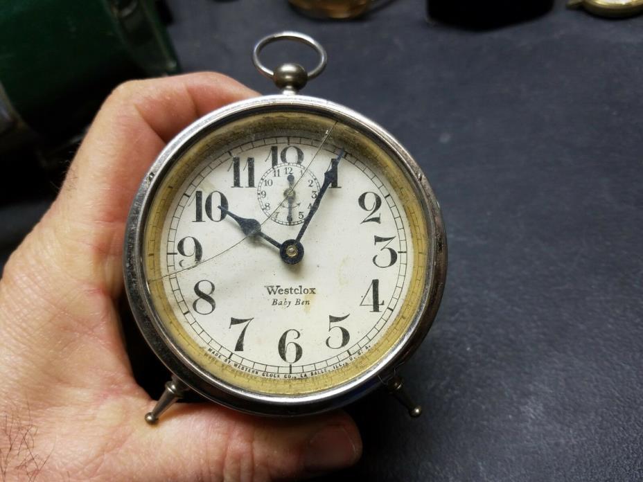 1912-1930 Westclox Baby Ben Western Clock Co.Alarm,Style 2,Parts/Restore