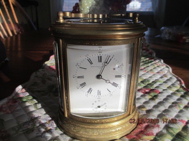 French Gilt Large Oval Repeater Carriage Clock
