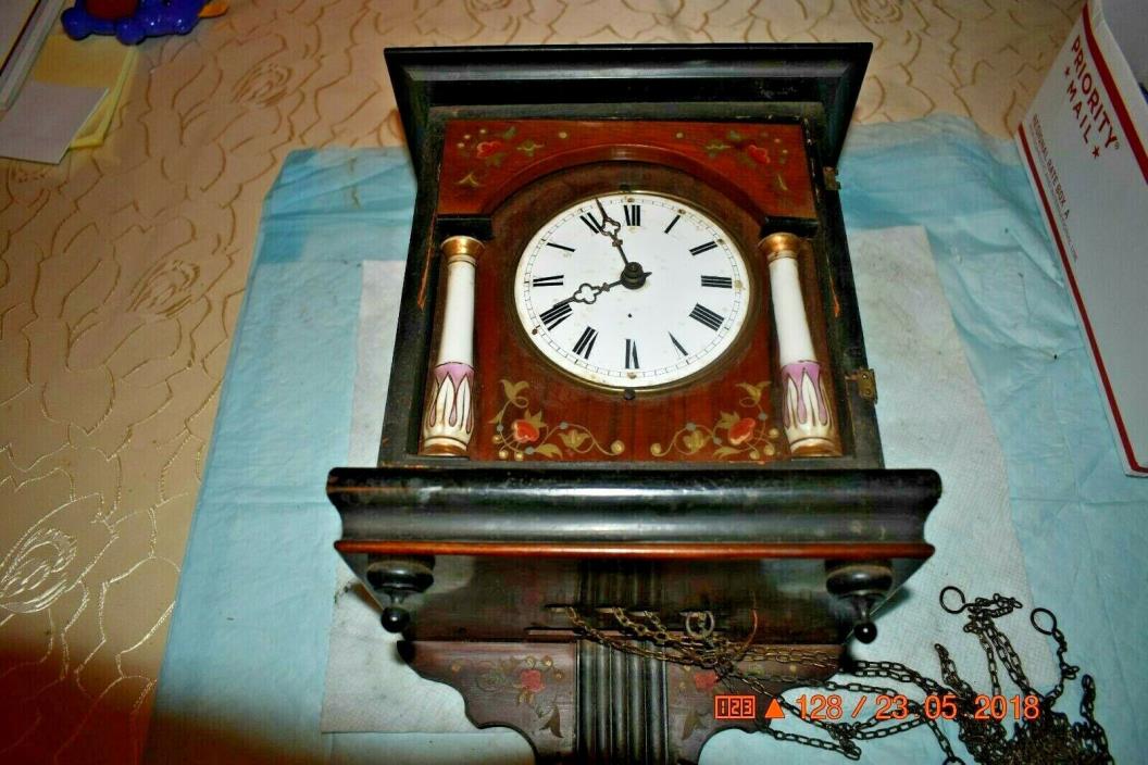 ANTIQUE CUCKOO clock WALL CLOCK WOODEN PLATES CLOCK BEHA??? for parts