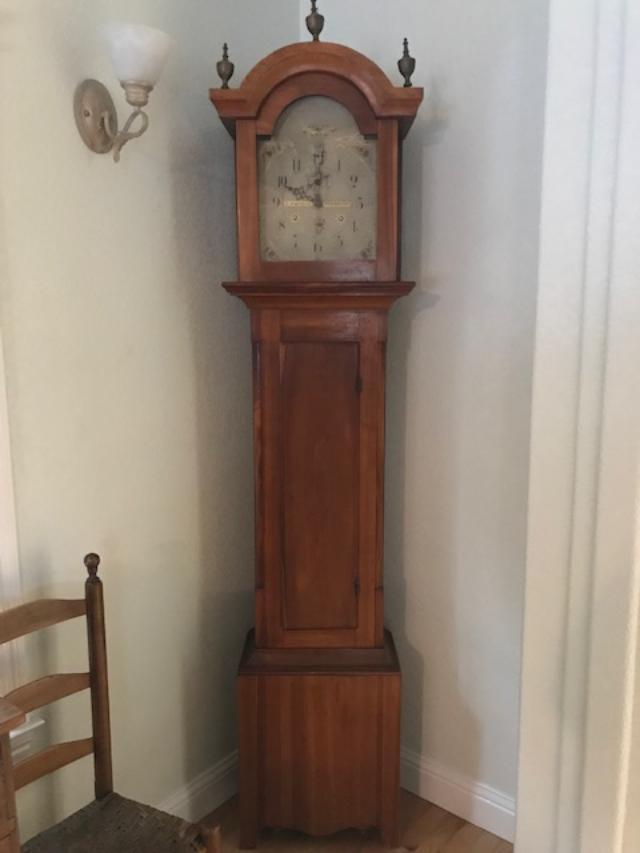 Early American Riley Whiting Wooden Works Grandfather Clock
