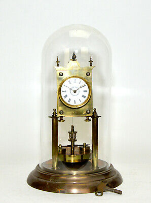 Antique German 400 Day Anniversary Torsion Mantle Clock with Glass Dome