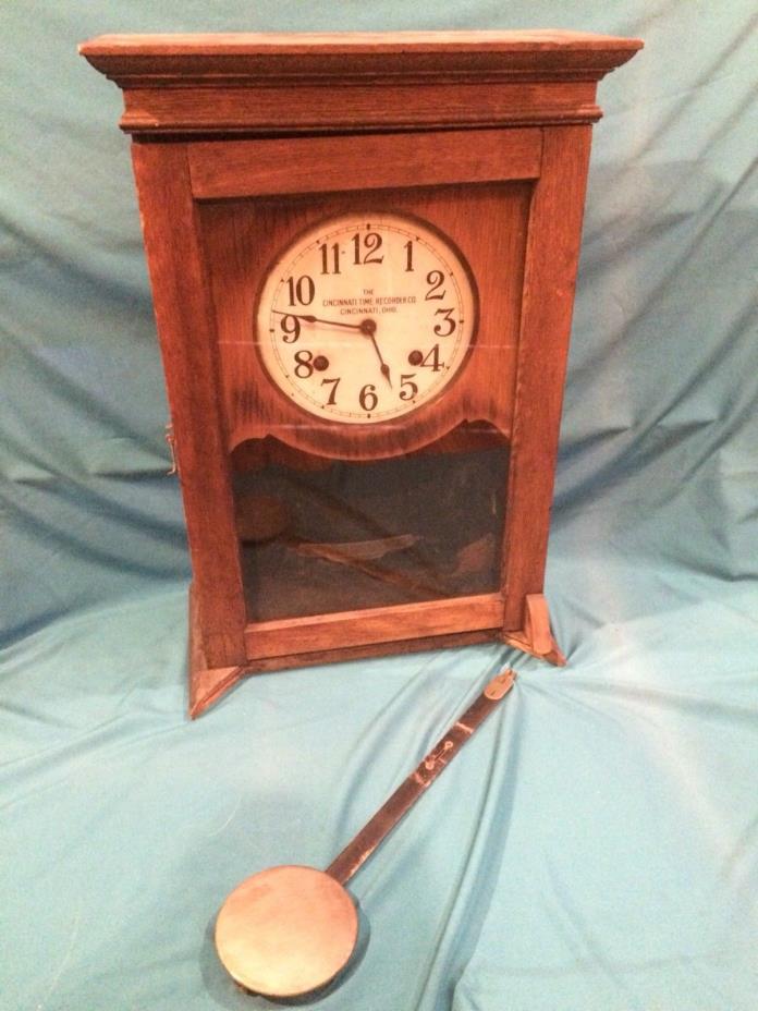 Vintage Antique Cincinnati Time Recorder Co. Clock For Parts or Repair Beautiful