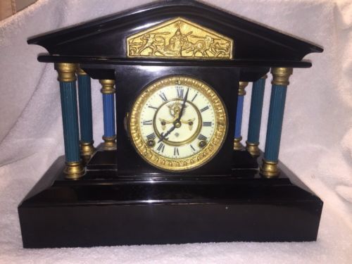 Vintage Late 1800's ANSONIA OPEN ESCAPMENT MANTLE CLOCK Boston Extra