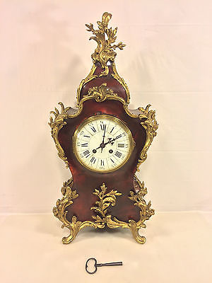 Vincente & Cie Louis XV Style Clock Faux Tortoise Shell & Gold Gilt Trim Runs
