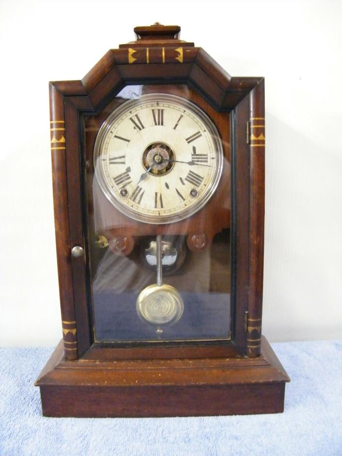 ANTIQUE SETH THOMAS ATLANTA CITY SERIES CLOCK RUNNING WITH ALARM