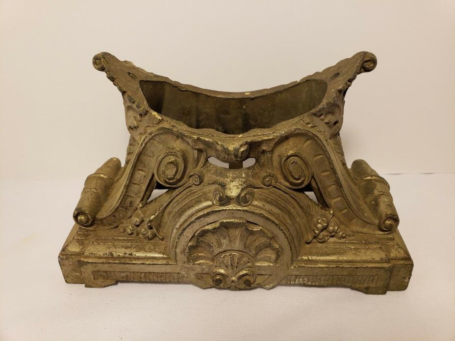 Antique Mantle clock cast metal base detailed ornate Silent Alarm