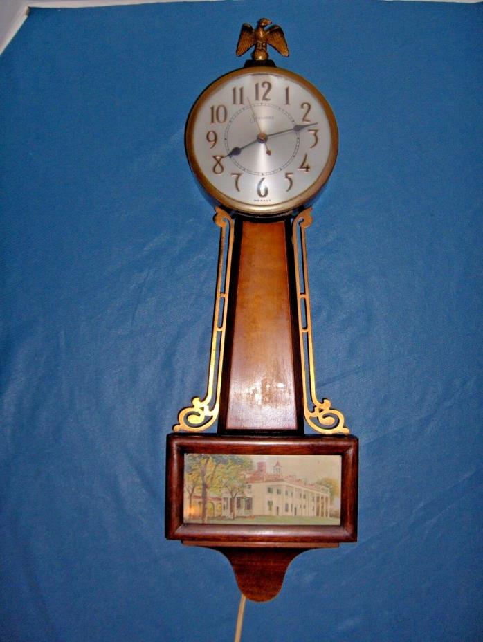Antique Sessions Banjo Mt. Vernon Electric Wall Clock Works Great!