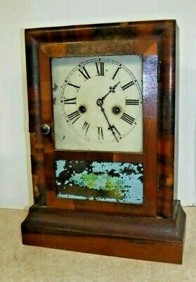 ANTIQUE E.N. WELCH, CONNECTICUT EXTRA COTTAGE STRIKE CLOCK WORKING c.1850