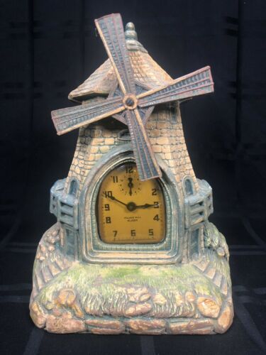 Works Antique Windmill Mantel Lux Clock 