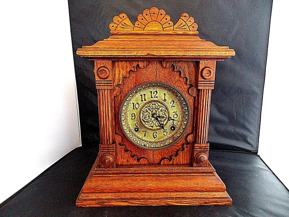 Antique E. Ingraham 8 Day T & S Cabinet Mantel Shelf Clock   c.1880