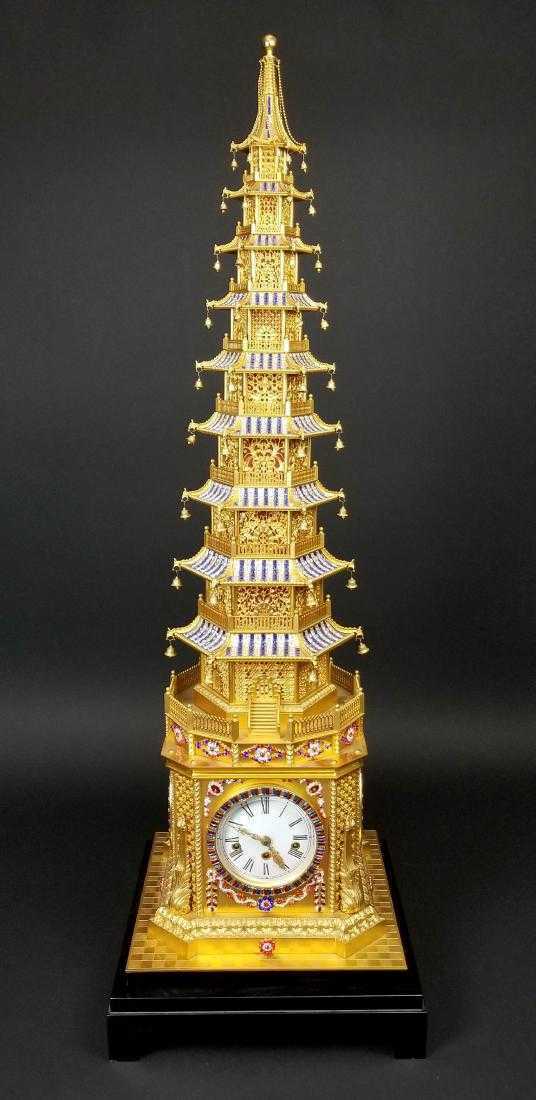 Magnificent Gilt Bronze and Jewelled Pagoda