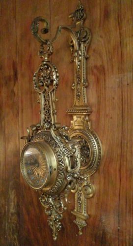 Antique Rare Gold Gilded Bronze European Hanging Wall Clock. 30
