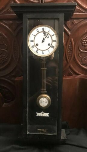 Antique German Junghans Keyhole Wall Clock Circa 1900 Black Skeleton Steampunk