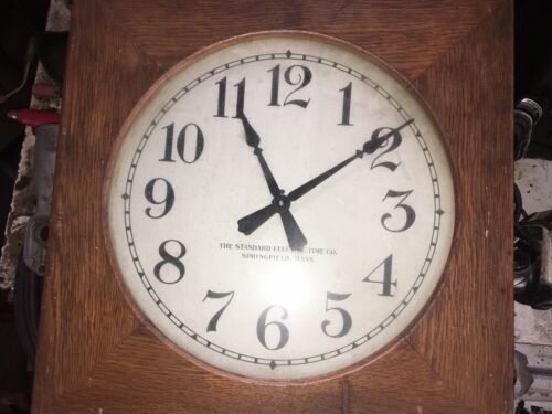 Antique Standard Electric Time Co Slave Clock Electric Quarter Sawn Oak Case