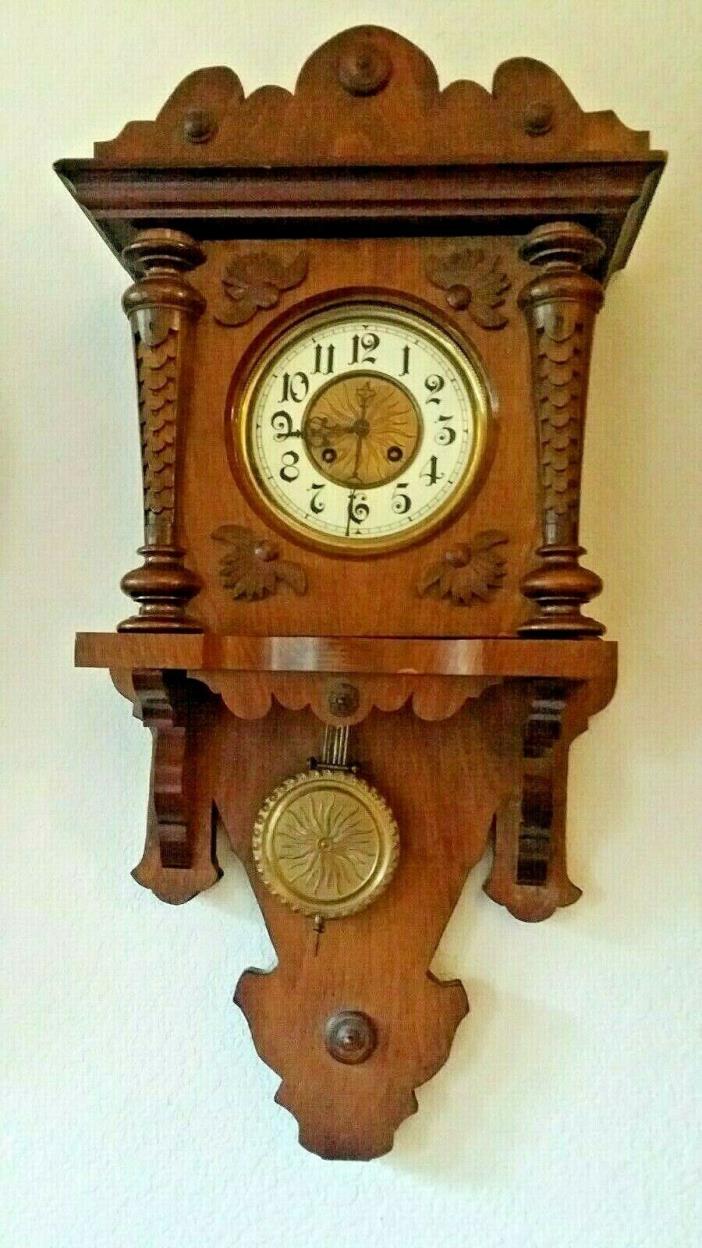 Antique Schlenker & Kienzle German Free Swinger Wall Clock Match Brass Dial/Bob