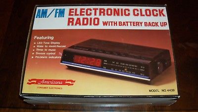 AMERICANA ELECTRONIC CLOCK RADIO BATTERY BACK UP MODEL 4439 NEW IN BOX TESTED