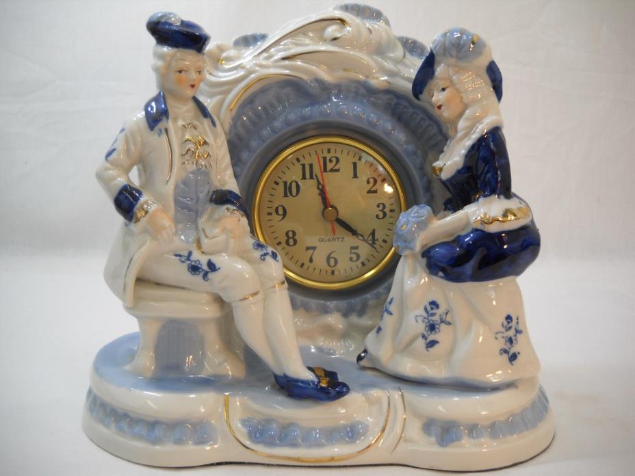 Vintage Porcelain Victorian Quartz Mantel Clock