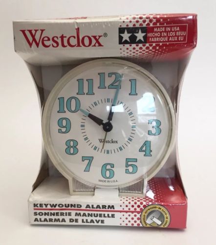 Vintage Westclox Key Wound Alarm Clock Turquoise Hands New In Package