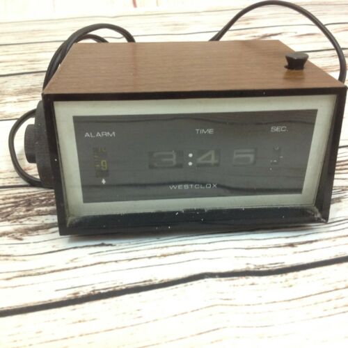 Vintage Westclox Flip Alarm Clock Wood Grain Look