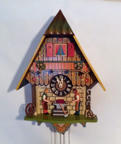 Made in Germany Blacksmith Animated Lighted Cuckoo Clock. - Works - See Add -