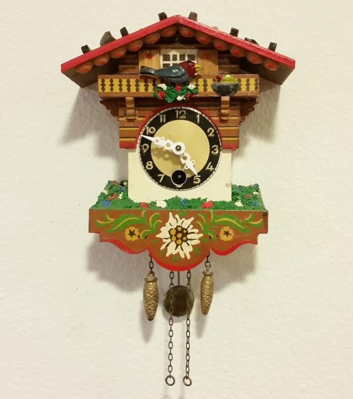Vintage Black Forest Hand Made Wood and Brass Mini Cuckoo Clock 5