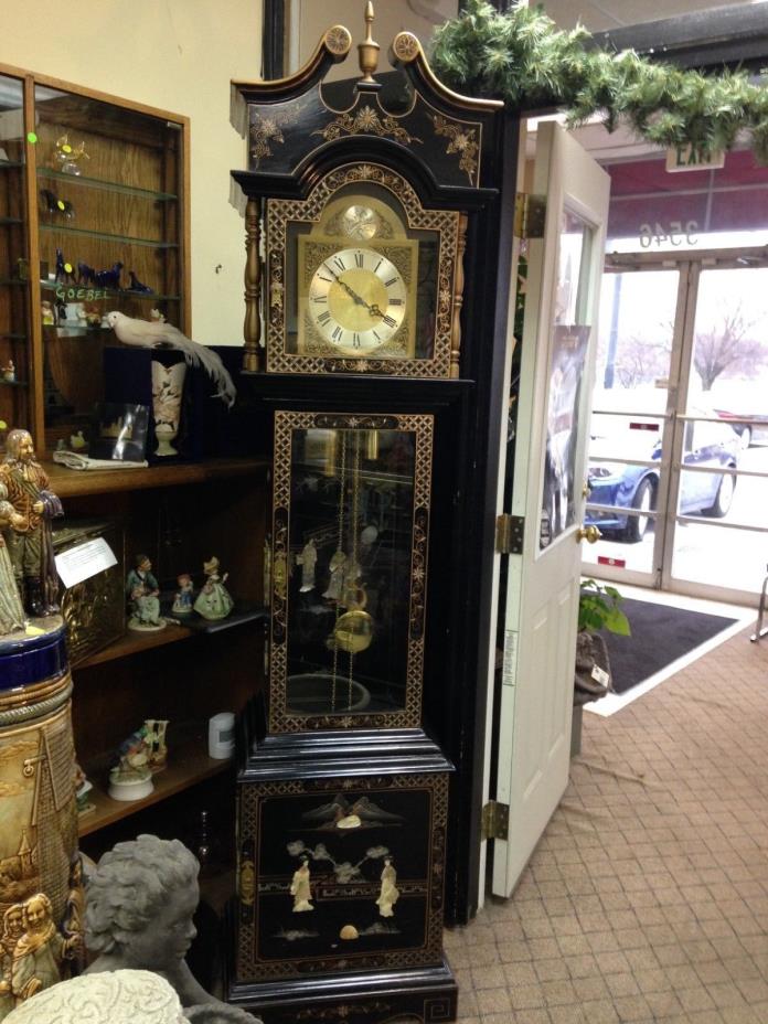 RARE Pearl  Grandfather Clock solid Wood w Mother-of-Pearl inlays/ Overlays
