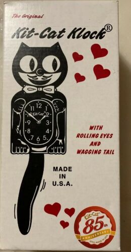 Kit-Cat Clock Black Gentleman Wall Clock Bow Tie Rolling Eyes Wagging Tail 15.5