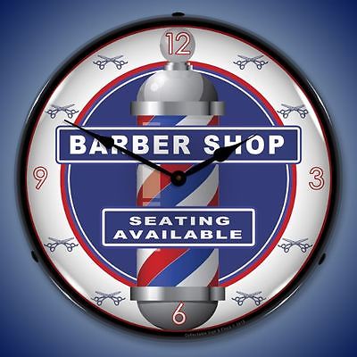 Barber Shop pole Seating available LIGHT UP advertising clock  New & USA Made