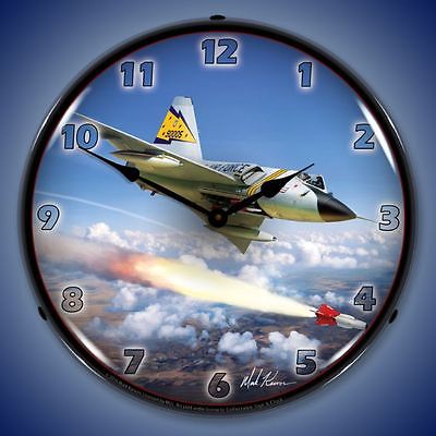 USA made F-106 5th FIS Fighter Interceptor Squadron Airplane LIGHT UP clock