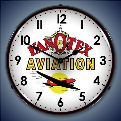 Vintage style Kanotex Aviation airplane LIGHTED clock USA Made Fast Ship ??????