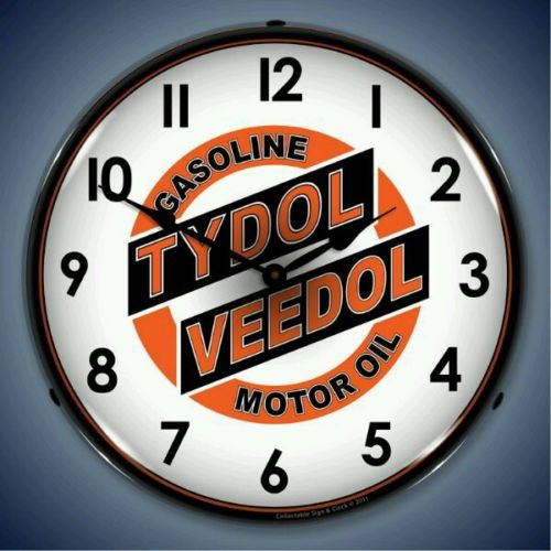 Old style Tydol Veedol Gasoline Motor Oil LIGHTED advertising clock Fast Ship