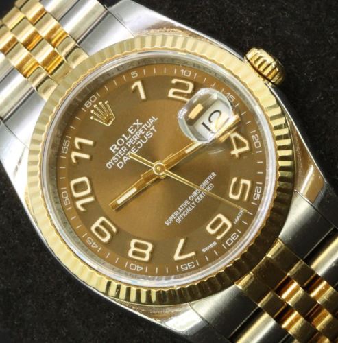 Rolex Mens Datejust Oyster 18K Gold Steel Watch 116233