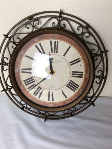 Sterling & Noble Bronze Metal Scroll Roman Numerals Mantle or Wall Clock