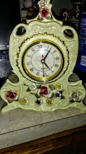 Ceramic Flowered Standing Mantel Clock
