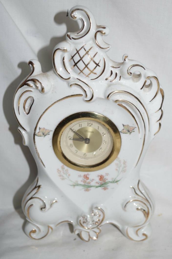Vintage Mercedes Porcelain Mantel Clock Gerold & Co Tettau Bavaria Germany 2560