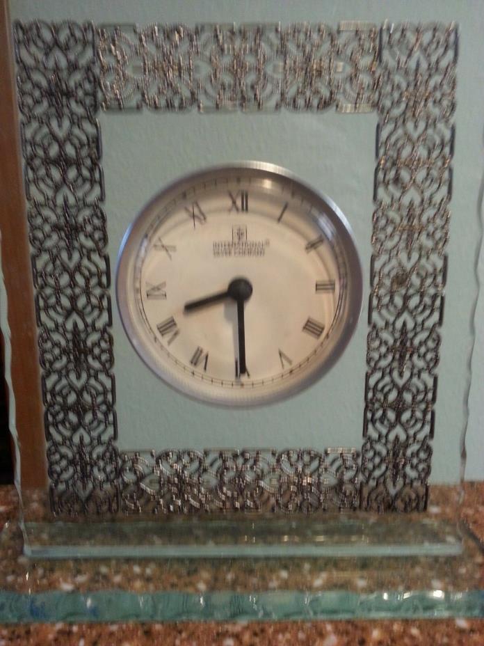 Vintage International Silver Company Mantel Clock, battery run, parts or repair