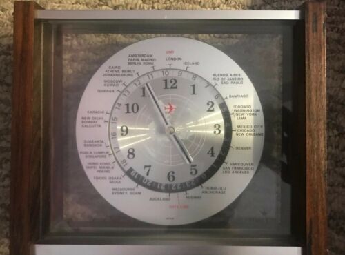Vintage Verichron GMT World Time Battery Mantel Table Clock Tested Works