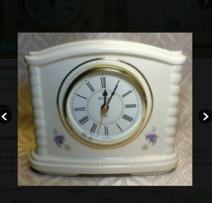 Vintage Mantle, desk, table decorative Clock, BULOVA fine porcelain Send offer