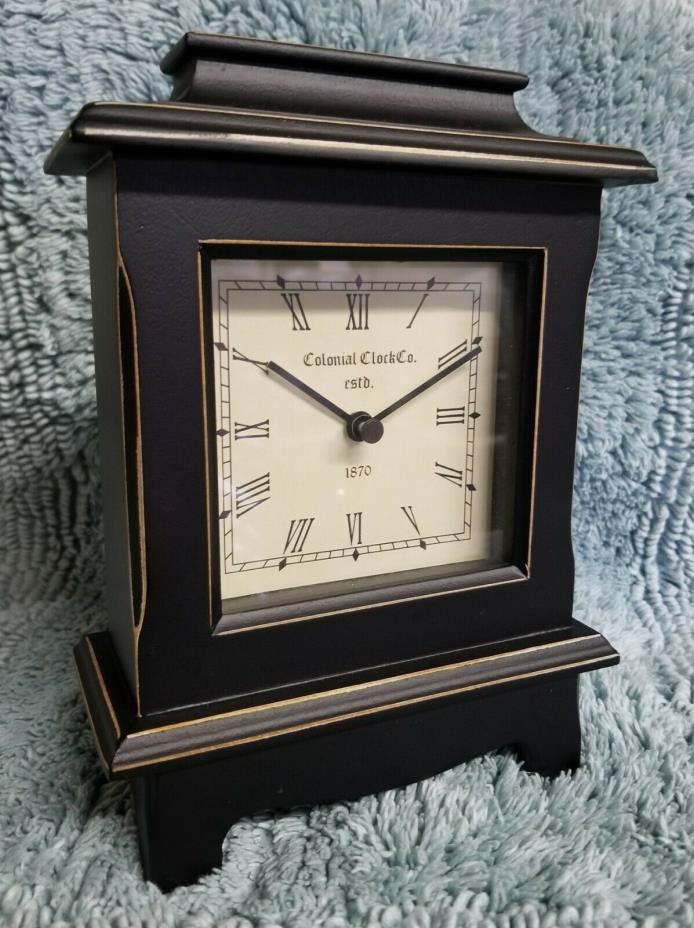 Colonial Clock Co 1870 Classics Solid Wood Black Mantle Tabletop Shelf Clock EC