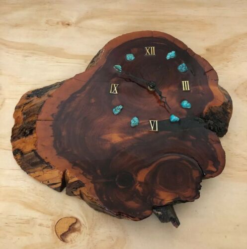 Vintage Retro Wood Rustic Tree Slice Slab Lacquered Wall Clock 15”