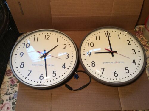 2 Vintage American Time 13” Slave Clocks -  Glass / Metal - Very Good