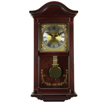 New Bedford Clock Collection Mahogany Cherry Wood 22 Wall Clock with Pendulum an