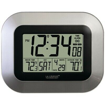 New La Crosse Technology WS-8115U-S Atomic Digital Wall Clock with Indoor/Outdoo