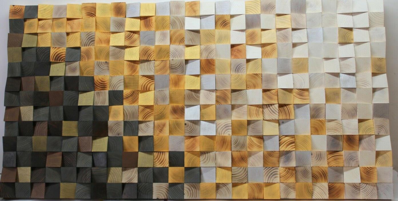 Richwood 3D Wood Art Checkered Wall Hanging - HEAVY Duty- Hand Made - 39