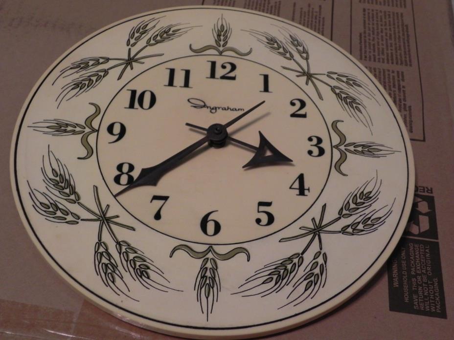 Rare Vintage Ingram wheat round wall clock