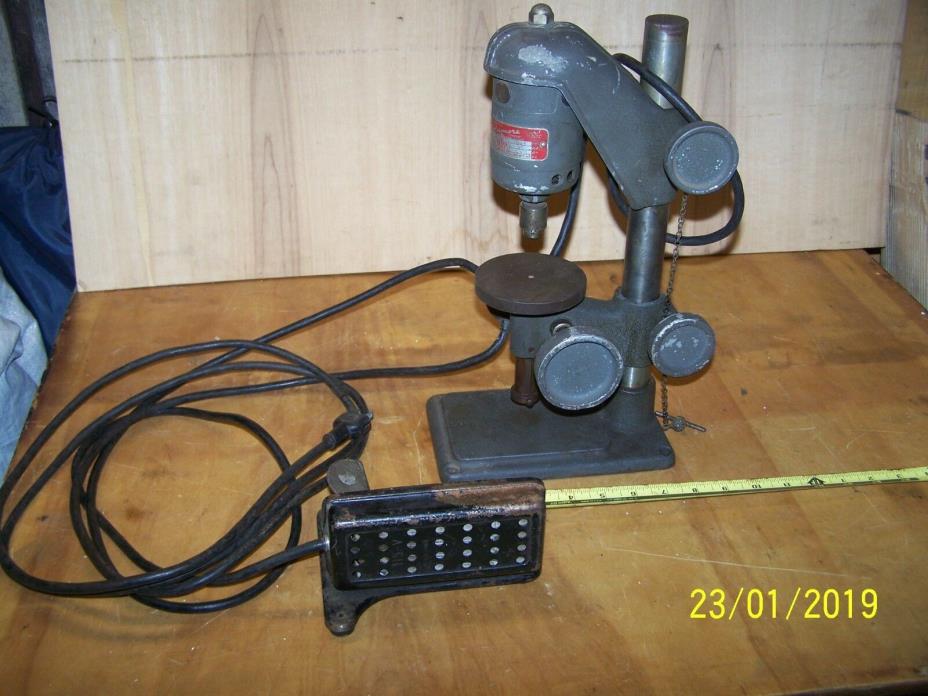 SMALL DUMORE HIGH SPEED 17000 RPM DRILL PRESS, MODEL 5068-210 W/VBS Foot Pedal